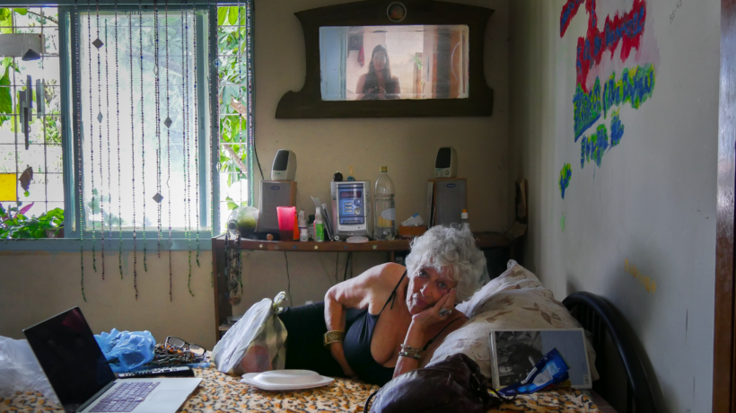 Alexandra Hidalgo filming Yarima Hidalgo in her room in A Family of Stories