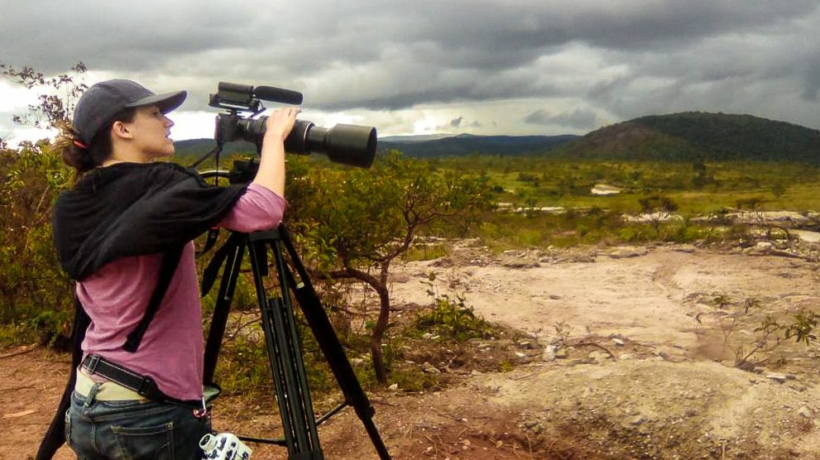 Amanda Perez filming the Gran Sabana sunrise for A Family of Stories